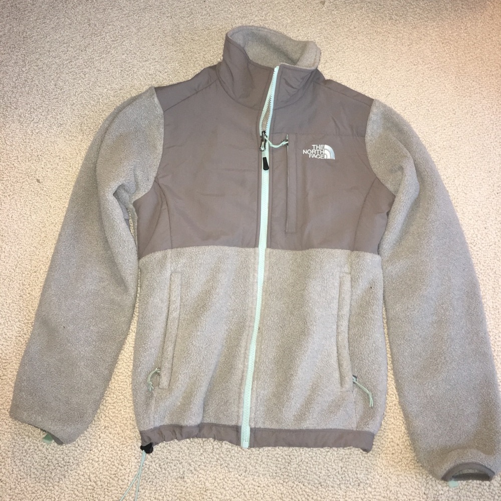 North Face Grey and Mint Fleece Jacket